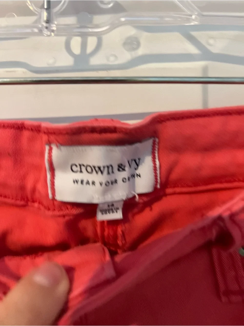 crown & ivy Coral-Red Denim Shorts